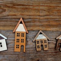 house on brown wooden background