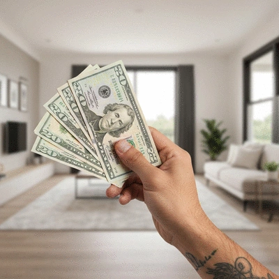 Hand holding cash from home equity