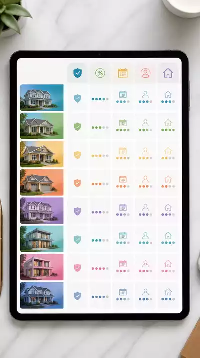 Detailed comparison chart of mortgage options