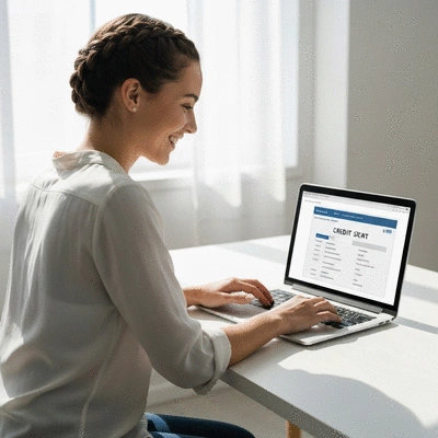 Person using a laptop to check their credit score