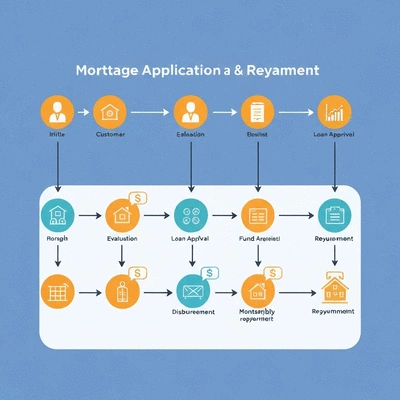 Detailed illustration of the mortgage application and repayment process