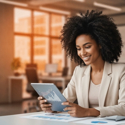 Person analyzing financial graphs and charts on a tablet, representing mortgage rate trends